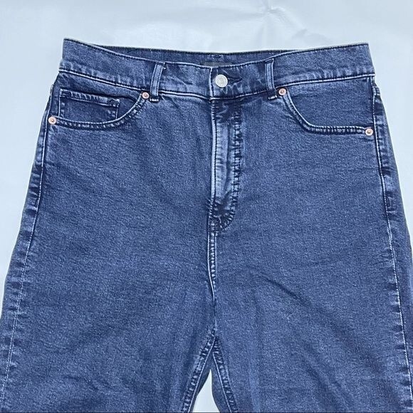 Express Mom Jean Size 8 Black Washed Stretch Cropped Raw Hem Denim - Picture 5 of 14